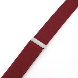 KLONKEE Men's Split Button Braces Y Shape Trimmed Button End Tuxedo Adjustable Straps Elastic Suspenders - 3.5 cm wide (Wine)