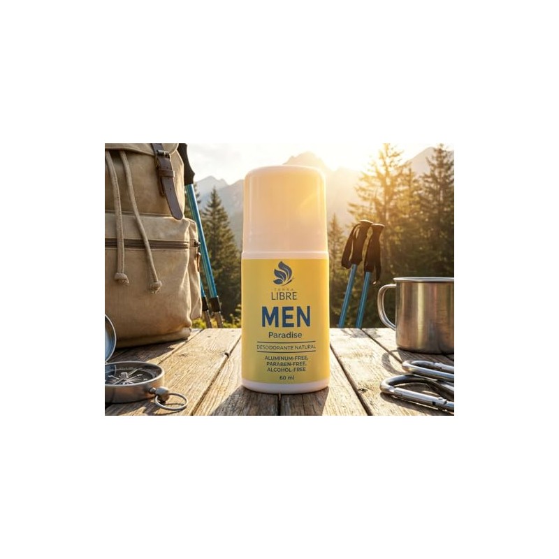 Desodorante Natural Hombre Roll On Paradise 60ml 2 Pza