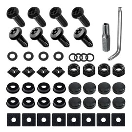 deemars Anti Theft License Plate Screws, License Plate Screw Kit, 304 Stainless Steel License Plate Bolts, 1/4" License Plate Fasteners with Rattle Proof Pad for Car Tag Frame Holder (Black)