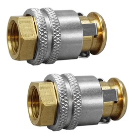 2PCS 1/4FNPT Lock On Air Chuck - Brass Closed Flow Tire Chuck - Heavy Duty Tire Air Chuck for Tire Inflator Gauge & Air Compressor Quick Connector (Push)