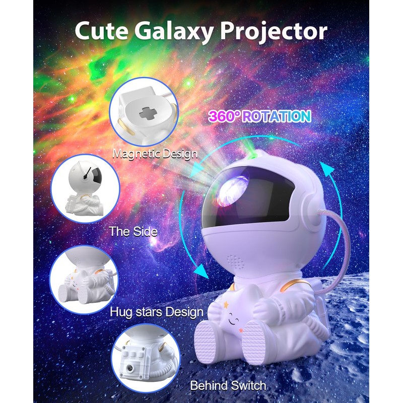 Astronaut Galaxy Projector, 360° Adjustable Star Projector Night Light, Nebula