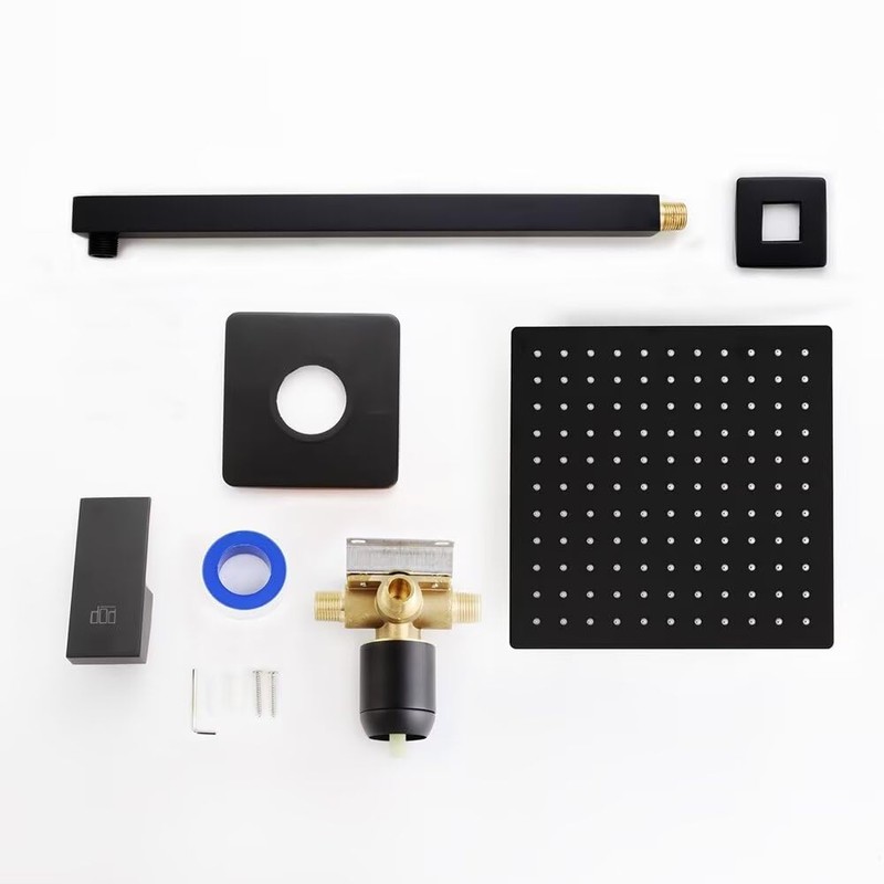 POP SANITARYWARE Matte Black Shower Faucet Set Bathroom Rainfall Mixer