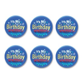 Beistle 6-Pack It's My Birthday Satin Button, 2-Inch, Blue