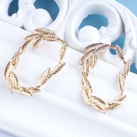 Cimenexe Bohemian Leaf Earrings Hollow Oval Stud Earrings Gold Olive Branch Earrings Cut Out Oval Leaf Earrings Leaf Plant Earrings Jewellery for Women and Girls Gifts