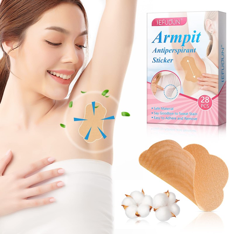 Underarm Sweat Pads, 28 Pcs Invisible Self-adhesive Cotton Armpit Antiperspirant