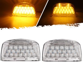Partsam 2Pcs 31 LED Turn Signal Lights Headlight with 3 Wire Replacement For Peterbilt 379 359 357 365 378, Amber LED/Clear Lens