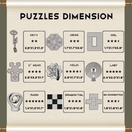 NORDISTRICT IQ Challenge Puzzles - Metal & Wooden Mechanical Puzzle Box Set 9PCS, 3D Brain Teaser Games for Adults & Teens, Handheld Decryption Lock Toys