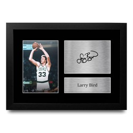 HWC Trading FR A4 Larry Bird Celtics Gifts Printed Signed Autograph Picture for Basketball Memorabilia Fans - A4 Framed