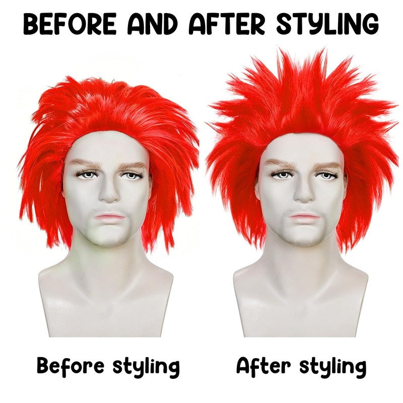 Short Red Wig Men Short Spiky Wigs Adult Light Reddish