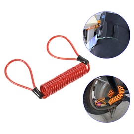 M METERXITY Disc Lock Security Steel Cable - Plastic Coated Spring Reminder Wire Anti-Theft Rope, Apply to Outdoors Protection (3.5mmx1.5m, Red)