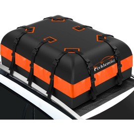 FIVKLEMNZ 21 Cubic Car Rooftop Cargo Carrier Roof Bag Waterproof for All Top of Vehicle with/Without Rack Includes Topper Anti-Slip Mat + Reinforced Straps + 6 Door Hooks + Luggage Lock