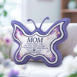 Flpoxzd Gifts for Mom, Best Mom Birthday Gifts from Son, Daughter, Best Mother Ever Gifts, Gifts for Mother in Law, Mothers Birthday Present, Purple Butterfly Throw Pillows, 13.78"x10.6"