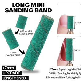 U-Shinein Small Sanding Bands for Nail Drill, 50pcs Super Long Nail Drill Bits Sanding Bands with 3.1mm Mandrel Bit, 180 Grit Nail File Nail Drill Sanding Bands for Acrylic and Gel Nails, Green