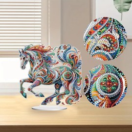 Syntego 5D DIY Mosaic Colourful Diamond Painting Kit Crystal Rhinestone Acrylic Table Top Decoration (Horse)