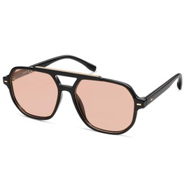 SOJOS Retro Trendy Aviator Polarized Sunglasses Men Women Vintage 70s Square Stylish Frame Sun Glasses SJ2283 Black Orange Lens