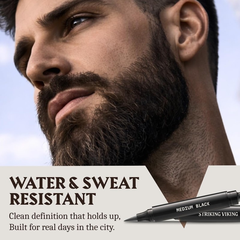 Striking Viking Beard Pencil Filler for Men - Dark Brown,