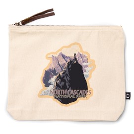 North Cascades National Park, Washington, Mountain Peaks, 100% Cotton Zipper Pouch, Travel Accessory, Go Bag