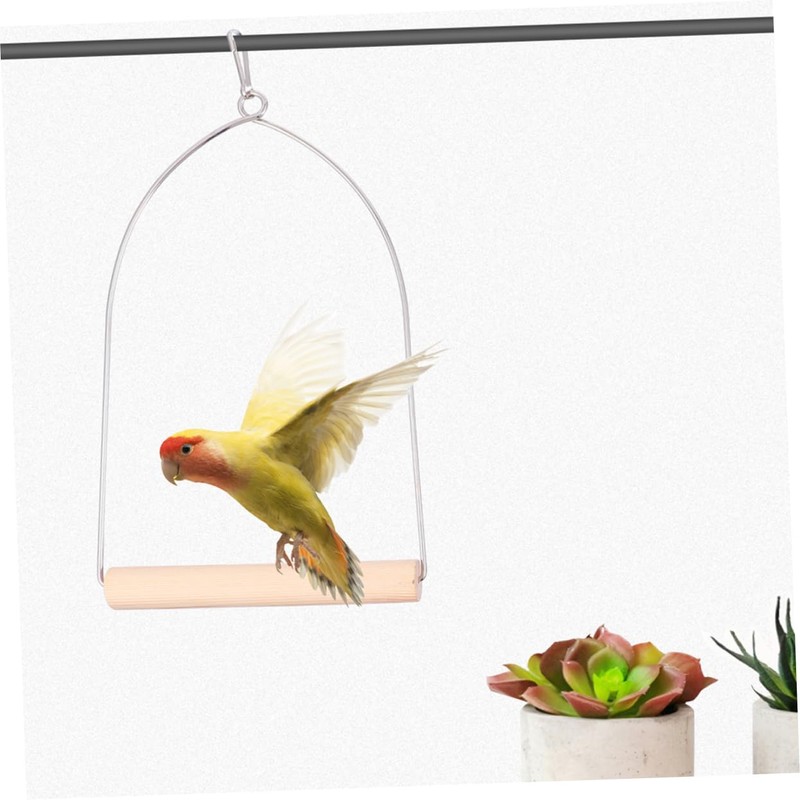 ORFOFE Hummingbird Swing Bird Durable Wooden Perch with Metal Frame