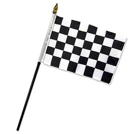Quality Standard Flags One Dozen Checkered Stick Flag, 4 by 6", Black/White