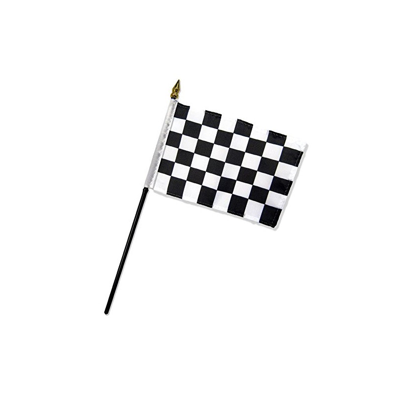 Quality Standard Flags One Dozen Checkered Stick Flag, 4 by