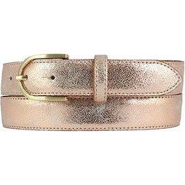 BELTINGER Women's belt in metal look, 3 cm, golden leather belt, metallic look, 30 mm, metal leather belt in gold, Rose gold, gold