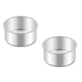 Homikit - Juego de 2 moldes redondos de acero inoxidable de 4 pulgadas, pequeñas bandejas para hornear de 2 pulgadas de profundidad, aptas para horno y lavaplatos, no tóxicas y saludables