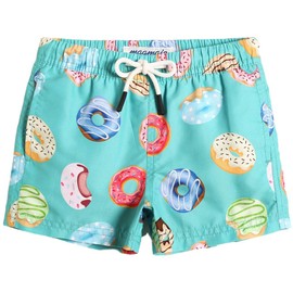 MaaMgic Boys Swim Trunks Swim Shorts Toddler Bathing Suit Quick Dry Beach Board Shorts for All Ages,Doughnut Green,5-6 Years