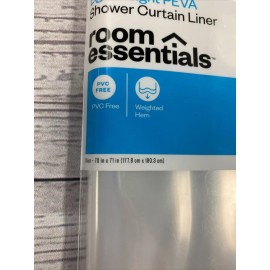 Room Essentials Lightweight PEVA Shower Curtain Liner Clear 70in X 71in New*