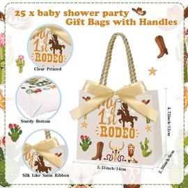Saypacck My First Rodeo Party Favor Western Gift Bags with Handles Cowboy Birthday Party Decorations, 5.51 X 2.36 X 4.72 Inches