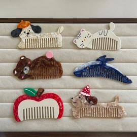 Luxury Portable Mini Animal Hair Brush Comb for School & Office Pouch, Cellulose Gift Accessory Shop A 10ea
