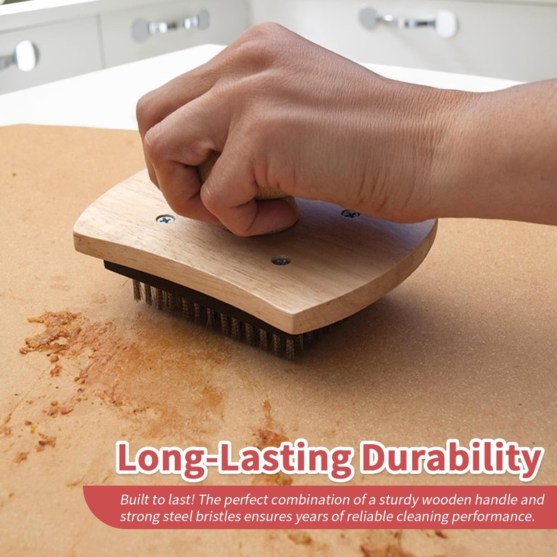 Pizza Stone Brush 4" x 5" Hardwood Handled Pizza Stone