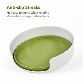 Urukutsa Non-Skid Lazy Susan 10.9" Turntable Counters Organizer Tray Round Rotating Refrigerator Cabinet Spices Shelf, Kitchen Bedroom Bathroom Pantry Organization, 1 Pack, White/Green