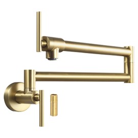 FGKQ Pot Filler Faucet Brushed Gold Commercial Wall Mount Kitchen Faucet Pot Filler for Stove Double Joint Swivel Folding Kitchen Faucet
