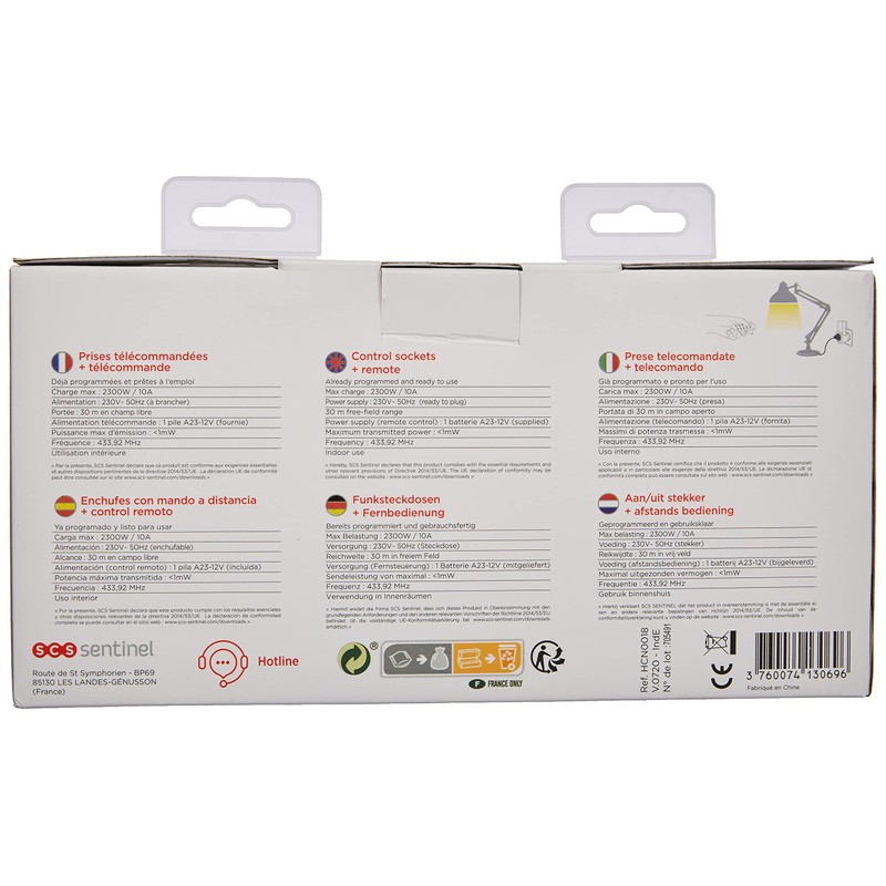 SCS Sentinel Set of 5 Remote Controlled Plug Sockets (2300