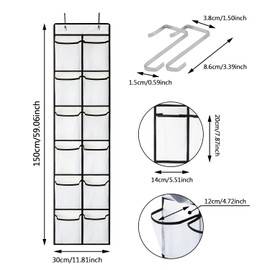 CORTNEY Over the Door Hanging Shoe Storage Holder Organizer, Shoe Racks with 12 Large Mesh Pockets 2 Hooks for Shoe Storage, Gadget Storage for Kitchen Bedroom Bathroom Closet Holder