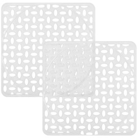 Coopay 2 Pack Kitchen Sink Mat Plastic Protect Mat PVC Eco-friendly Kitchen Adjustable Stainless steel/Porcelain Dish Drying Pad Sink Protector for Bottom, 11.8 x 11.8 Inches (Clear)