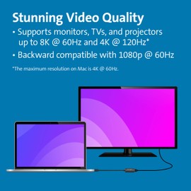 Kensington CV4200H USB-C to HDMI Adapter, 4K/8K USB-C to HDMI adapter, Universal Dual Monitor Adapter, Windows 10, macOS, Chrome OS, Thunderbolt 3 & Thunderbolt 4 Compatible (K34052WW)