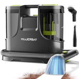 Upholstery Carpet Cleaner, MUJERBAY 15Kpa Portable Spot and Stain Cleaner Shampooer, Easy Move with Handle, 1.5-inch Deep Cleaning Machine for Couch, Stairs, Car and Pet Messes