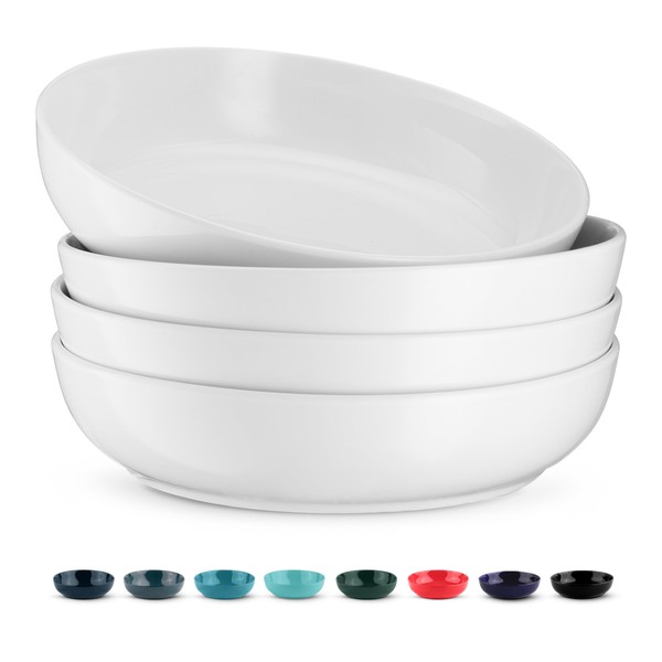 KooK Ceramic Pasta Bowl Set, For Soups and Salads, Serving Bowls, Large Capacity, Microwave & Dishwasher Safe, Set of 4, 40 oz