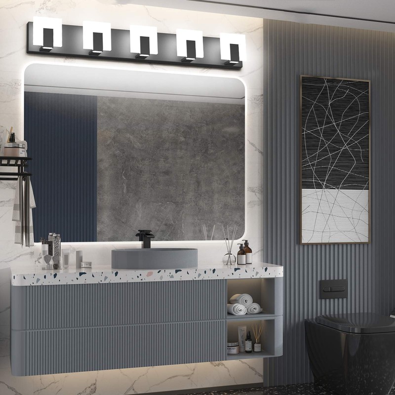 Aipsun 5 Lights Modern Black Vanity Light Up and Down