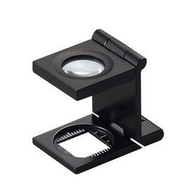 虫眼鏡 リネンテスター 7520 9倍 15mm ブラック ミリ&インチの白メモリ 測量 検査用 ルーペ