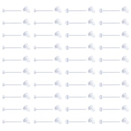 LAURITAMI Clear Earrings Studs Retainers Plastic Pins and Back Rubbers Stoppers Acrylic Ear Lobe Tragus Piercing 20G