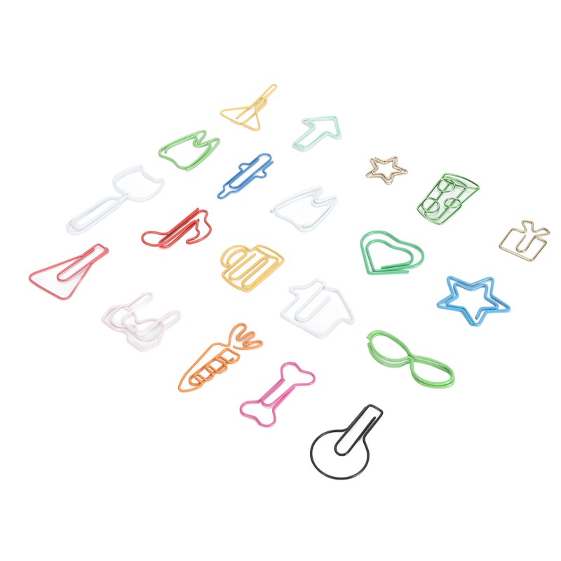 100Pcs Cute Paper Clips 20 Shapes Adorable Fun Metal Paper