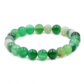 AD Beads Natural Gemstone Round Beads Stretch Bracelet Healing Reiki 8mm (Green Banded Agate)