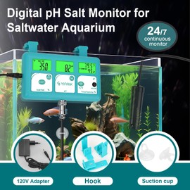 YINMIK Aquarium pH Salinity Monitor, Smart pH Salt Meter, Digital pH PPM Salt Tester for Saltwater Aquarium Reef Tank, WiFi 5 in 1 pH Salt TDS Humidity Temp Monitor for Freshwater Fish Tank, Koi Pond