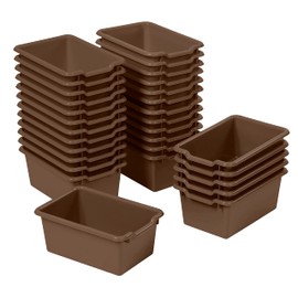 ECR4Kids Scoop Front Storage Bin, Multipurpose Organization, Chocolate, 30-Piece