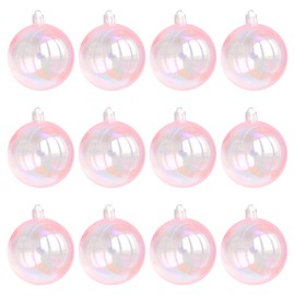 Tindobewan 12 Pcs Christmas Iridescent Ornaments Balls Plastic Iridescent Ornaments Decorative Hanging Ornaments for Xmas Tree Wedding Valentine's Day Party Decorations (Pink, 1.57 Inch)