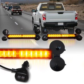 LUMENIX 2x12 Inch LED Traffic Advisor Emergency Strobe Lights Bar Front/Rear Window Windshield 2-in-1 Warning Directional Flashing Lightbar for Construction Vehicles Tow Work Trucks Snowplow- Amber