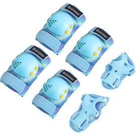 BOSONER Knee Elbow Pads for Kids: Roller Bike Protective Gear with Wrist Guards for Toddler and Kids - 6Pcs Sport Safety Set for Girls