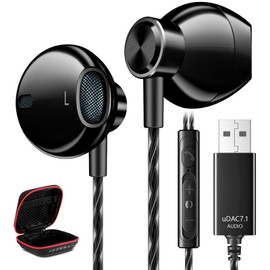 ACOCOBUY USB Computer Headphone with Mic, 8.2 FT USB A Earphone Lightweight PC Headset Noise Cancelling HiFi Stereo in-Ear Wired USB Headphones for PC/Laptop/Mac Office Live Broadcast Gaming Headset